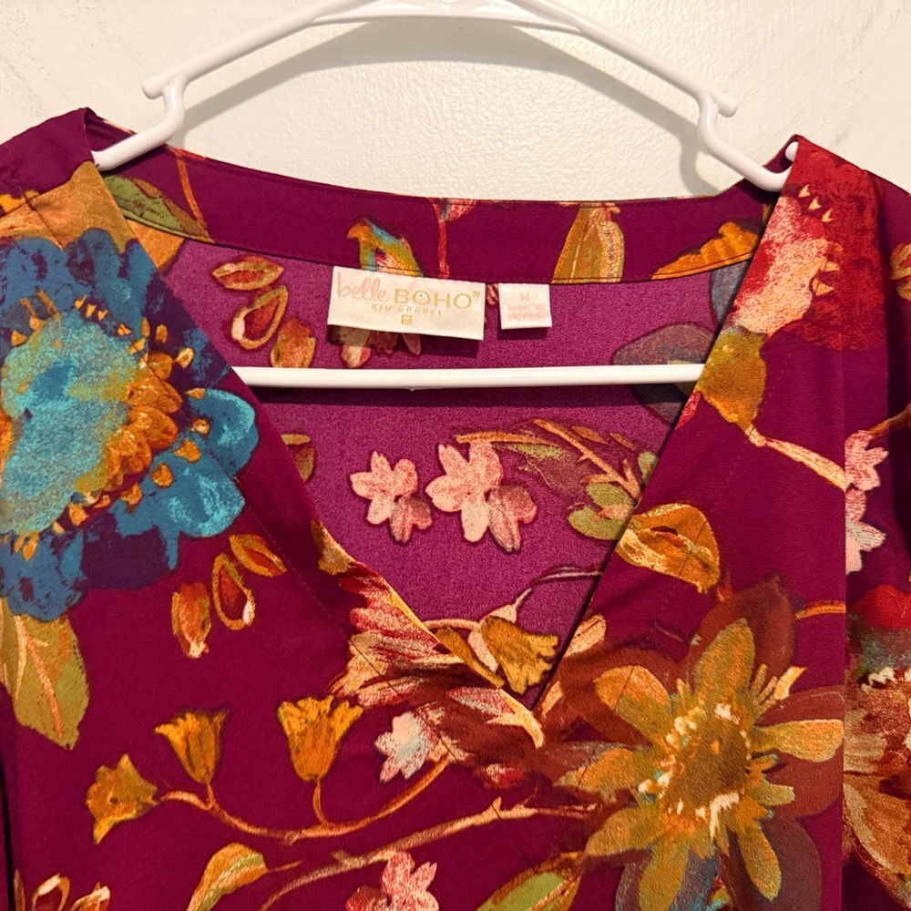 Belle Boho by Kim Gravel Floral V-Neck Long Sleeve - Picture 3 of 7